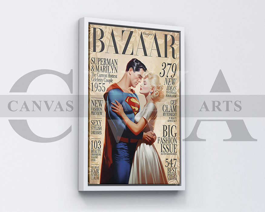 Superman and Marilyn The Hottest Couple Canvas Wall Art