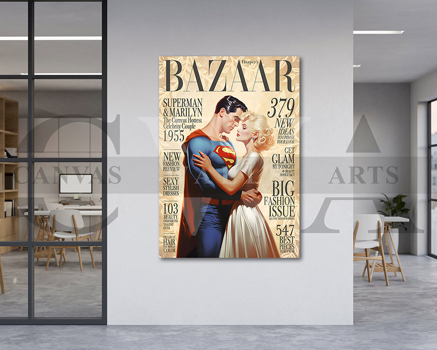 Superman and Marilyn The Hottest Couple Canvas Wall Art