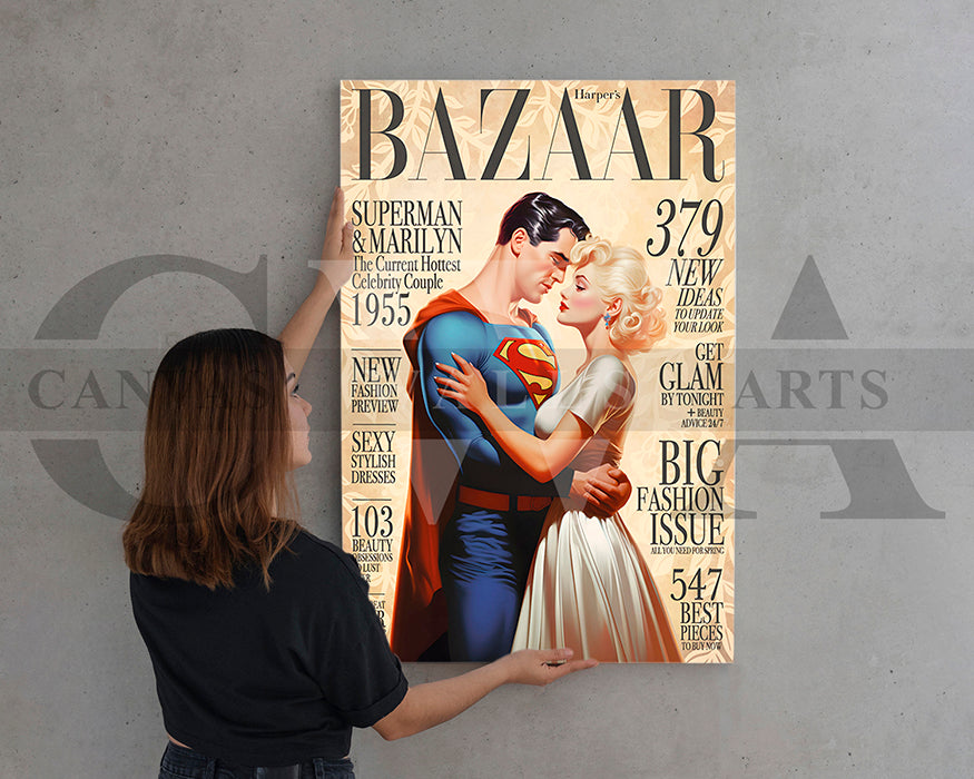 Superman and Marilyn The Hottest Couple Canvas Wall Art