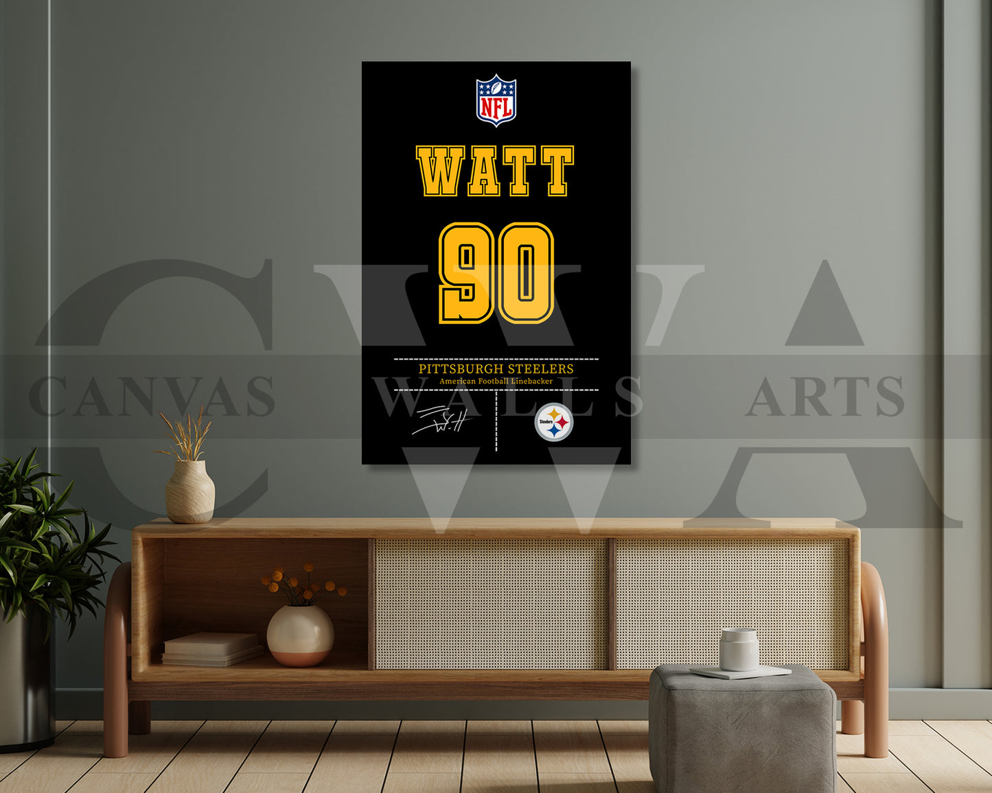 T. J. Watt Jersey Canvas Wall Art NFL Jersey Poster Print American Football Canvas Print