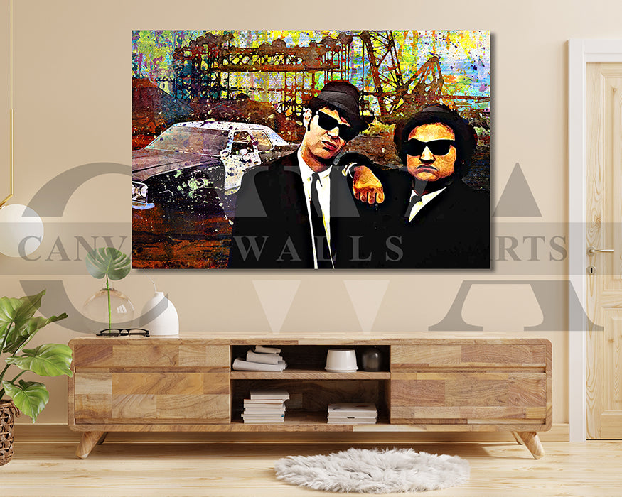 The Blues Brothers Canvas Wall Art Abstract Movie Poster Print