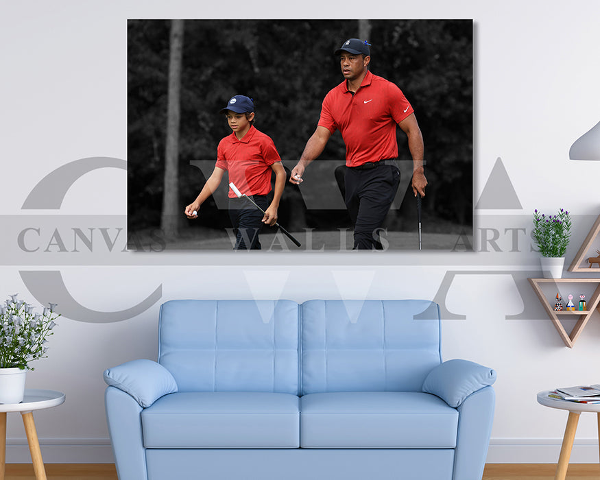 Tiger Woods Black & White Canvas Art Golf Canvas Wall Art