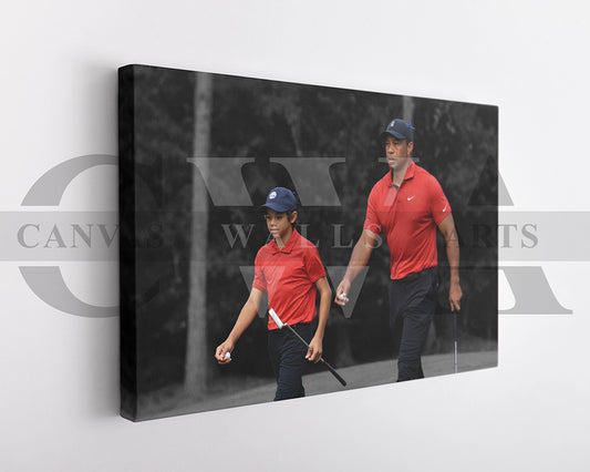 Tiger Woods Black & White Canvas Art Golf Canvas Wall Art