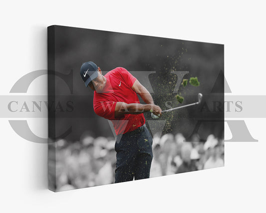 Tiger Woods Black & White Canvas Art