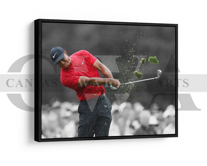 Tiger Woods Black & White Canvas Art