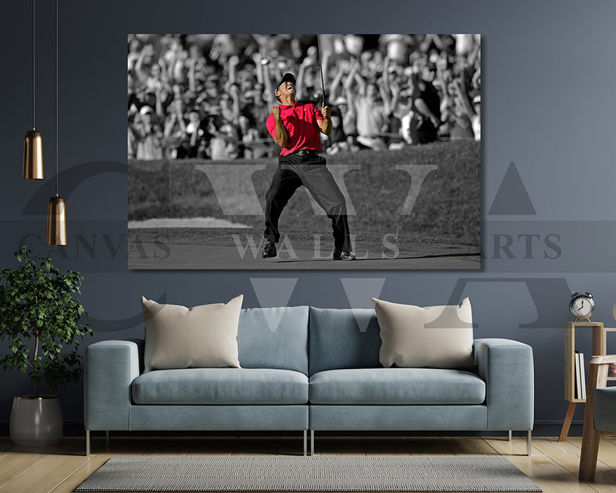 Tiger Woods Black & White Canvas Wall Art