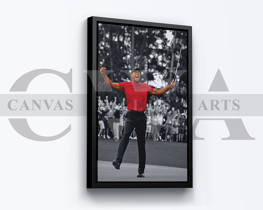 Tiger Woods 2019 Masters Black and White Canvas Wall Art