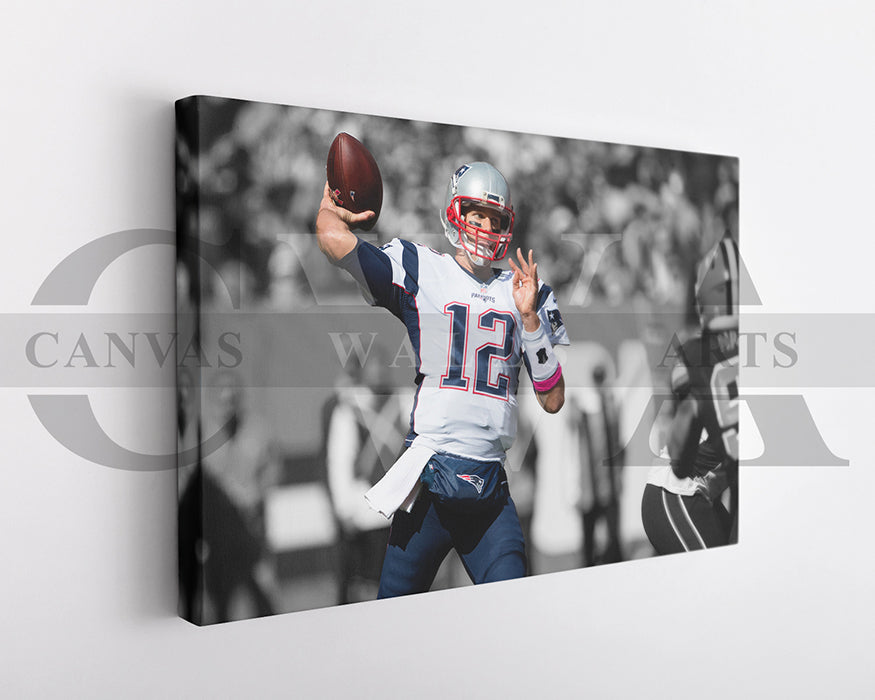 Tom Brady Black & White Canvas Art American Football Canvas Wall Art