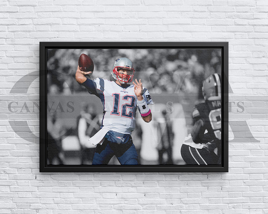 Tom Brady Black & White Canvas Art American Football Canvas Wall Art