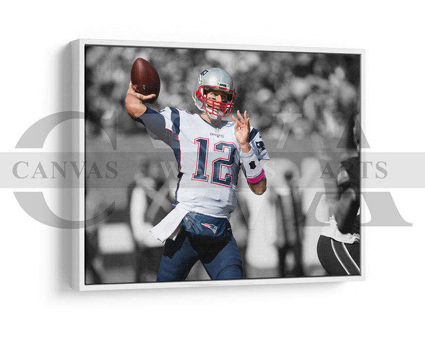 Tom Brady Black & White Canvas Art American Football Canvas Wall Art