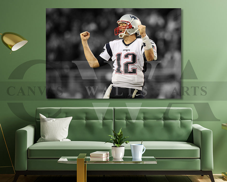 Tom Brady Black & White Canvas Art American Football Canvas Wall Art
