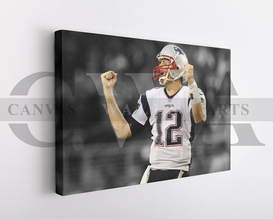 Tom Brady Black & White Canvas Art American Football Canvas Wall Art
