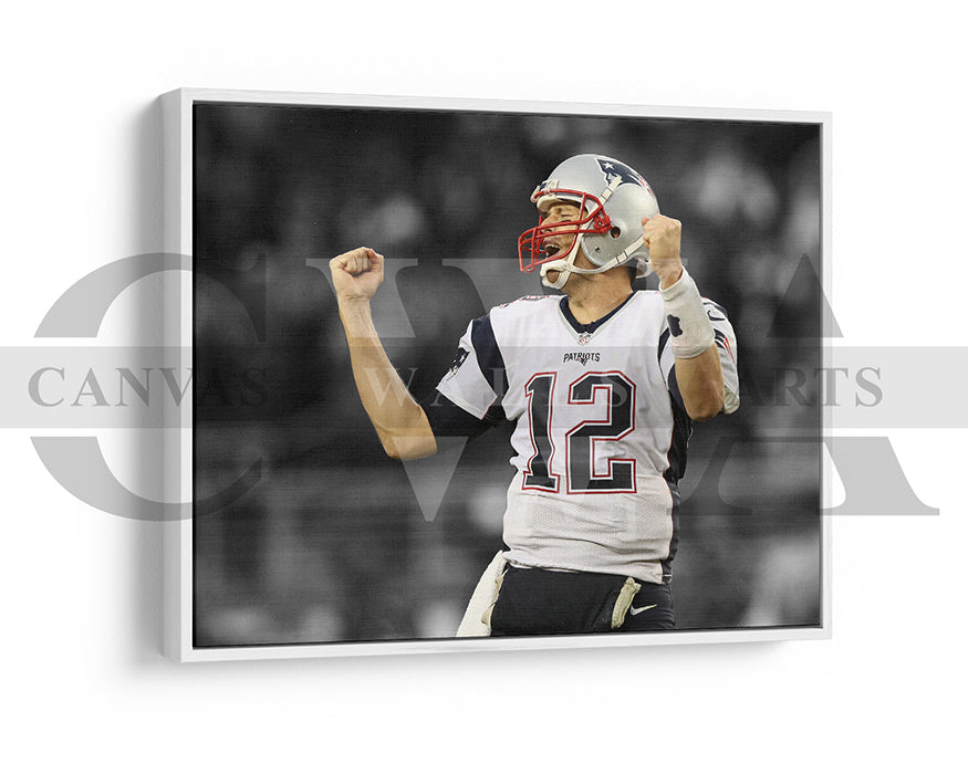 Tom Brady Black & White Canvas Art American Football Canvas Wall Art