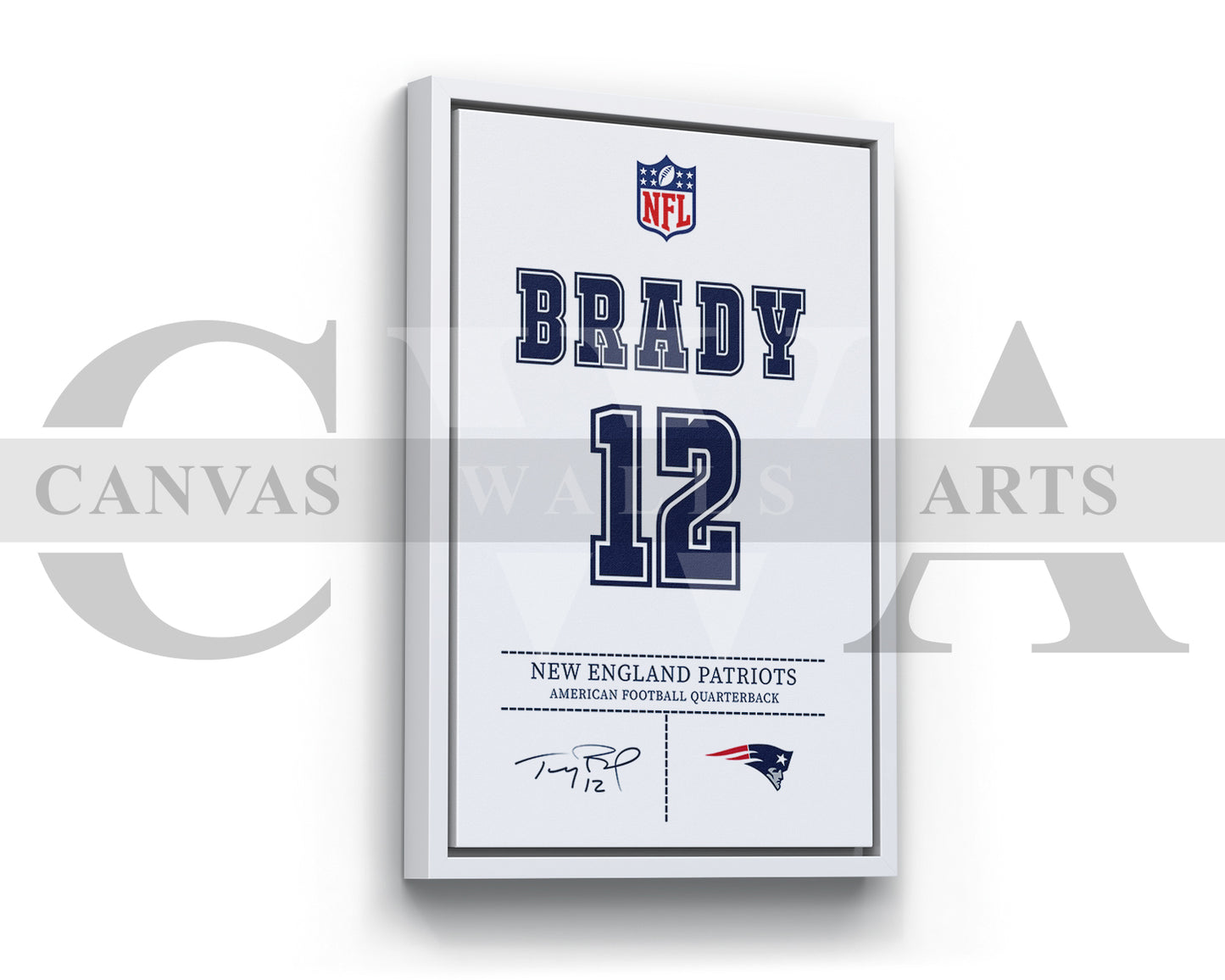 Tom Brady Jersey Canvas Wall Art NFL Jersey Poster Print Sports Canvas Print
