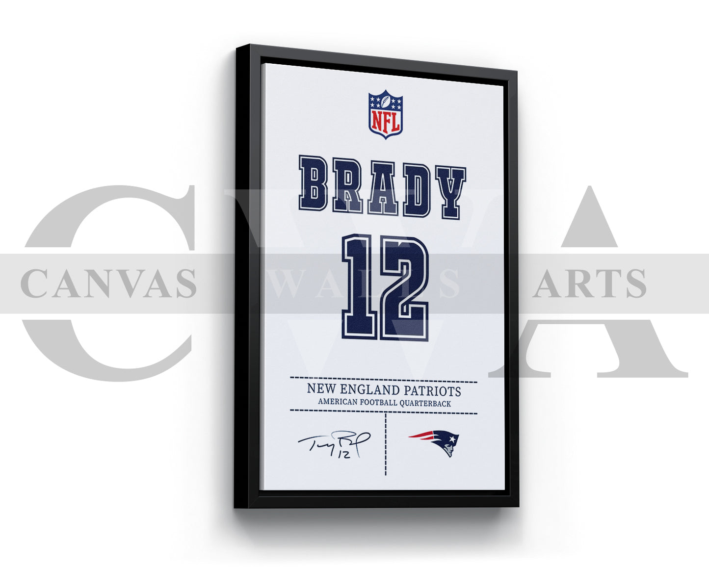 Tom Brady Jersey Canvas Wall Art NFL Jersey Poster Print Sports Canvas Print