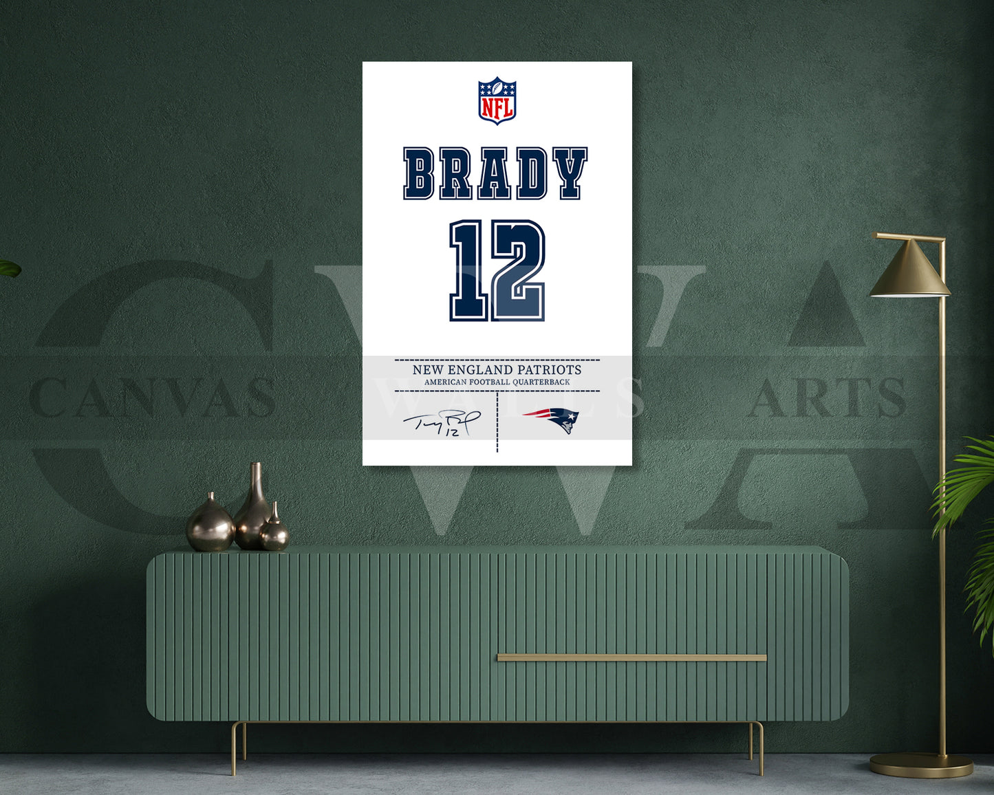 Tom Brady Jersey Canvas Wall Art NFL Jersey Poster Print Sports Canvas Print