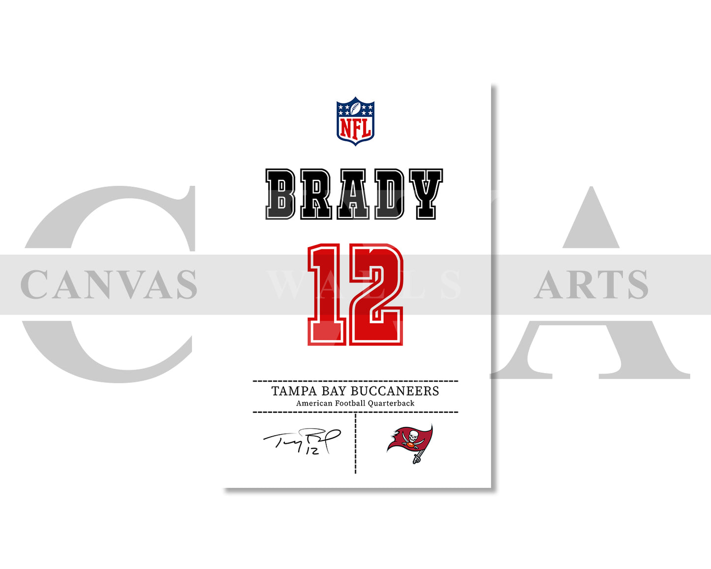 Tom Brady Jersey Canvas Wall Art NFL Jersey Poster Print Sports Canvas Frame Ready To Hang