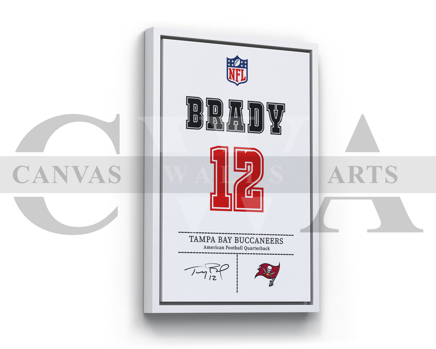 Tom Brady Jersey Canvas Wall Art NFL Jersey Poster Print Sports Canvas Frame Ready To Hang
