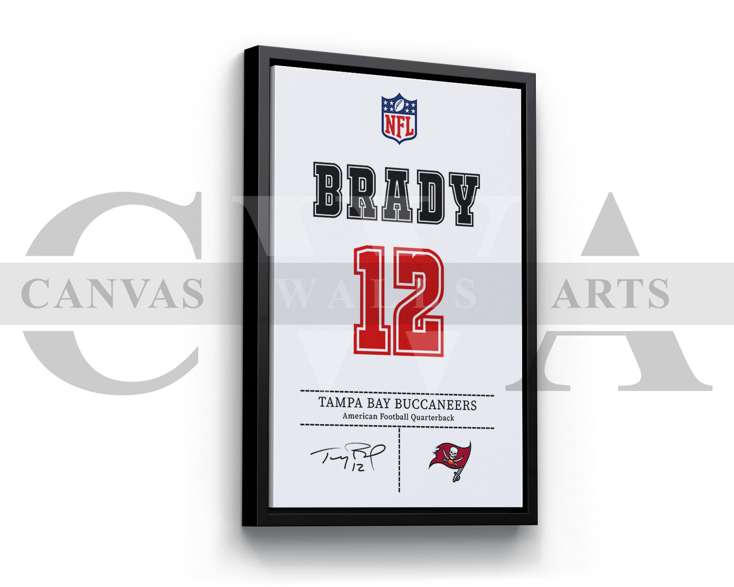 Tom Brady Jersey Canvas Wall Art NFL Jersey Poster Print Sports Canvas Frame Ready To Hang