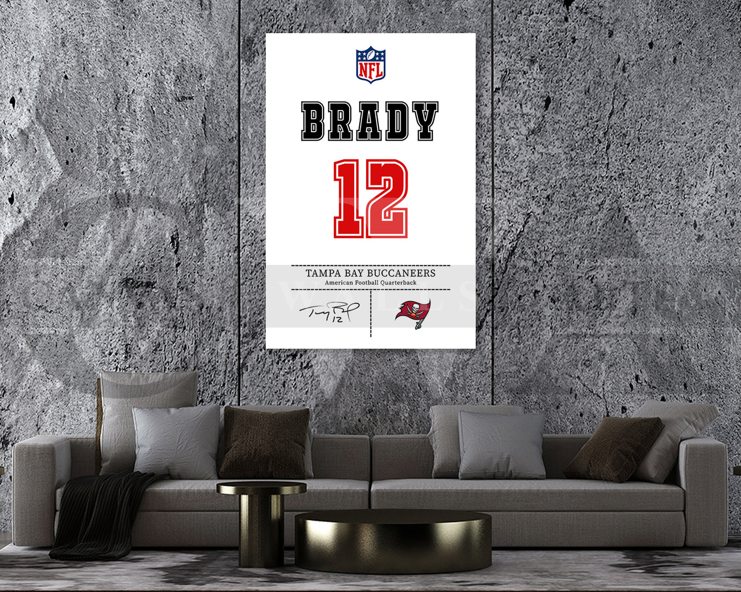 Tom Brady Jersey Canvas Wall Art NFL Jersey Poster Print Sports Canvas Frame Ready To Hang