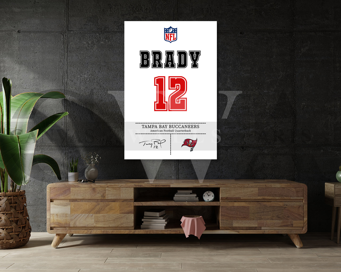 Tom Brady Jersey Canvas Wall Art NFL Jersey Poster Print Sports Canvas Frame Ready To Hang