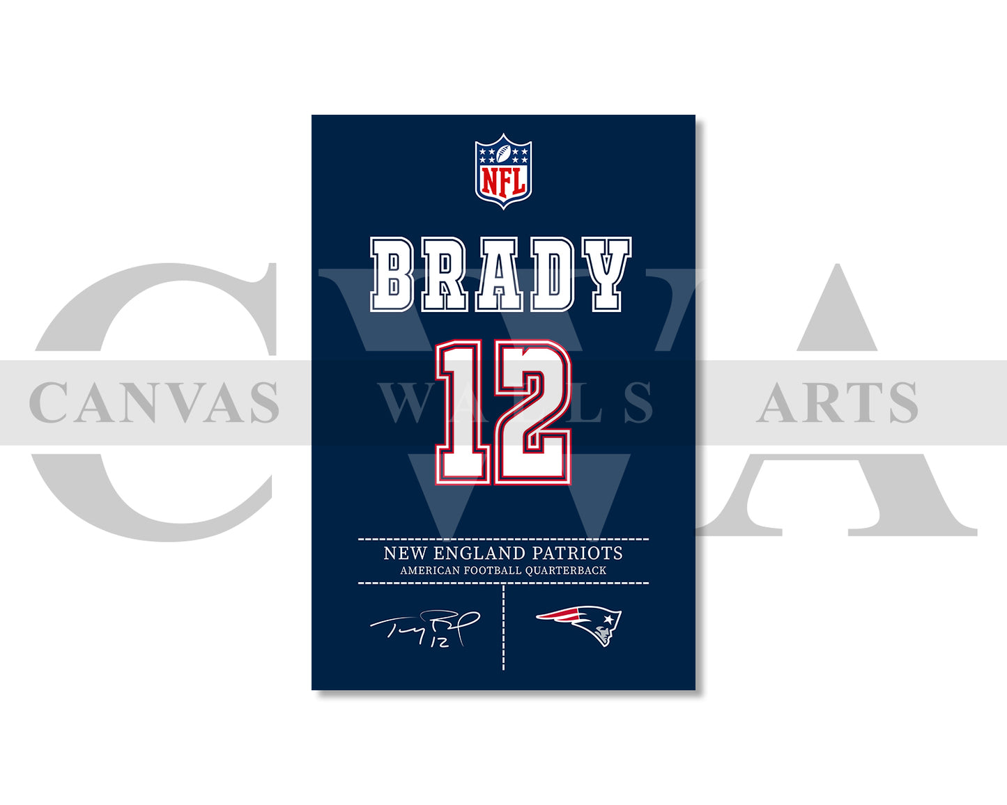 Tom Brady Jersey Canvas Wall Art NFL Jersey Poster Print American Football Canvas Wall Arts