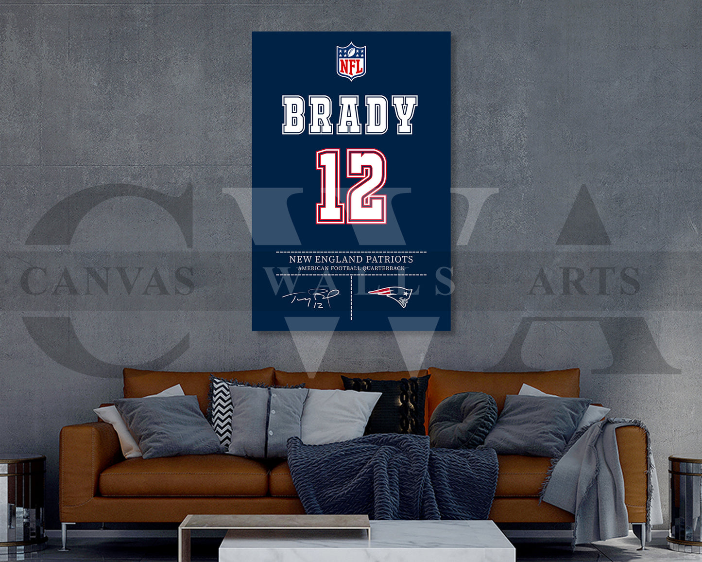 Tom Brady Jersey Canvas Wall Art NFL Jersey Poster Print American Football Canvas Wall Arts