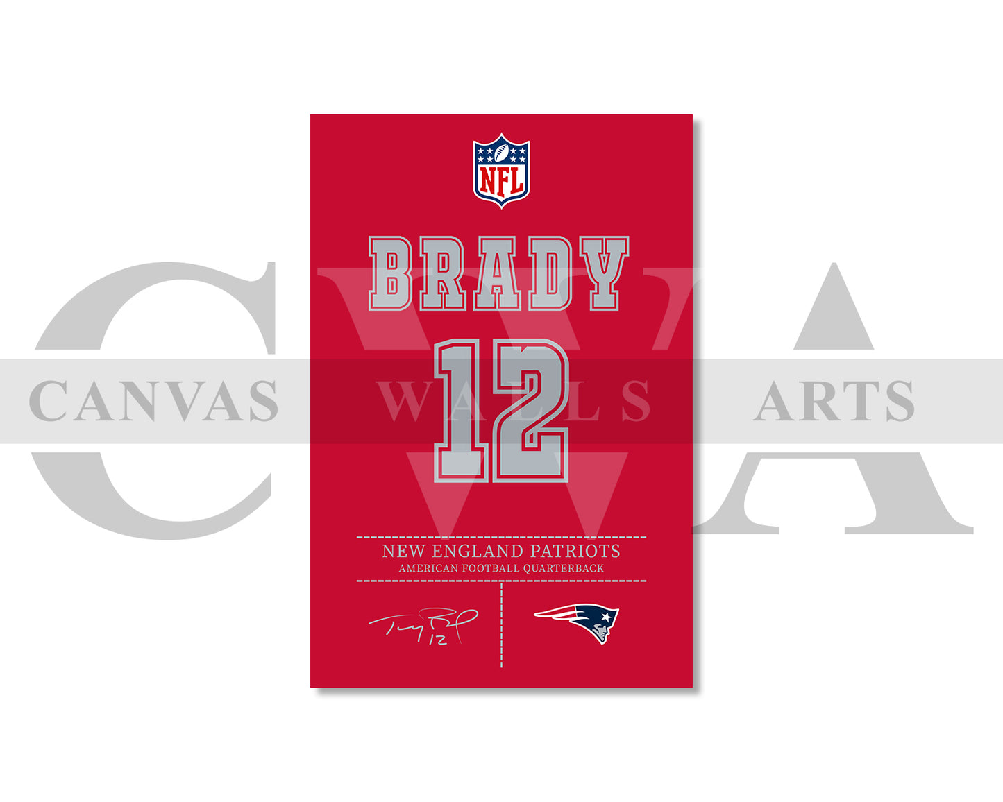 Tom Brady Jersey Canvas Wall Art NFL Jersey Poster Print Sports Canvas Wall Decor