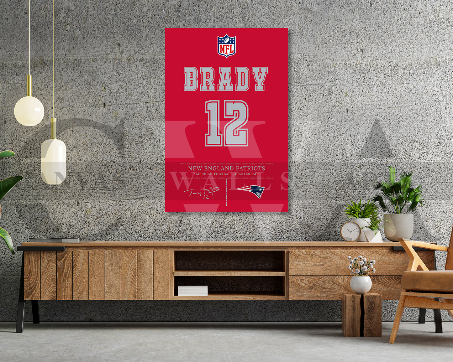 Tom Brady Jersey Canvas Wall Art NFL Jersey Poster Print Sports Canvas Wall Decor