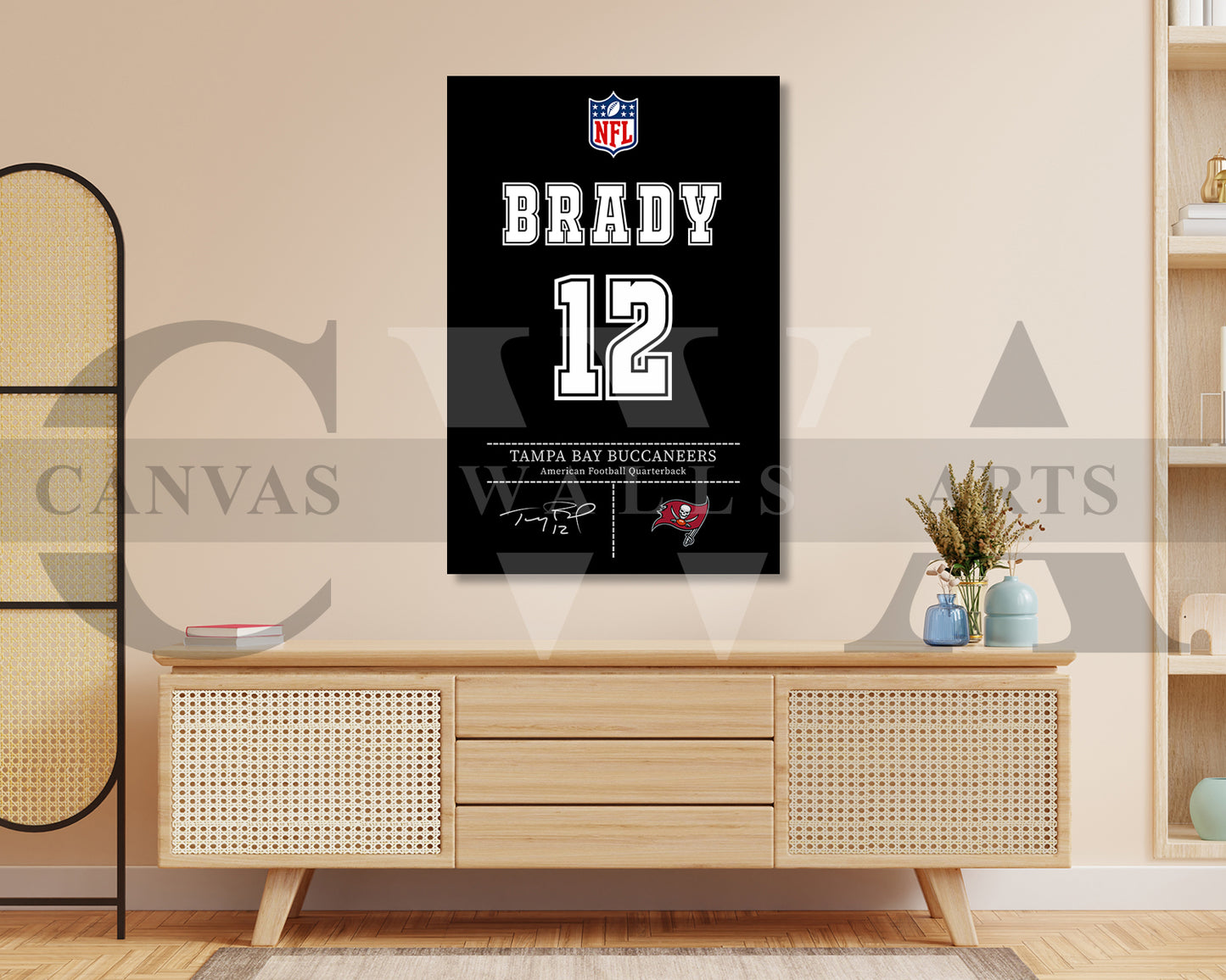 Tom Brady Jersey Canvas Wall Art NFL Jersey Poster Print American Football Canvas Wall Art