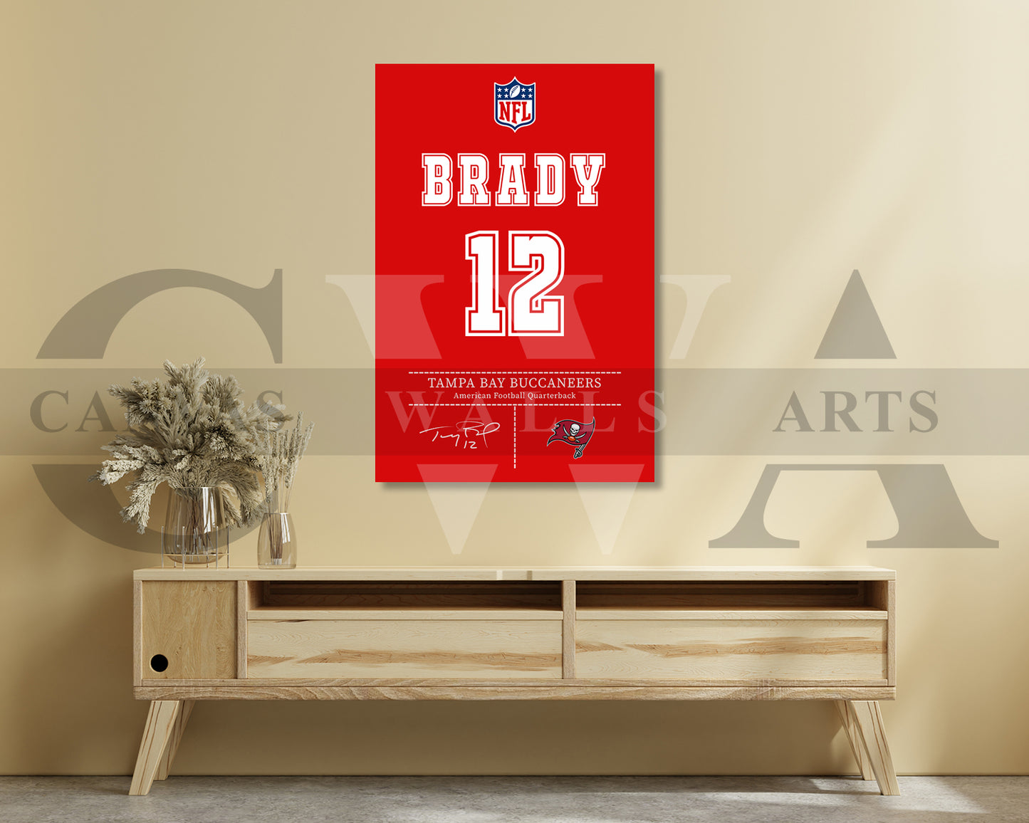 Tom Brady Jersey Canvas Wall Art NFL Jersey Poster Print Sports Canvas Print