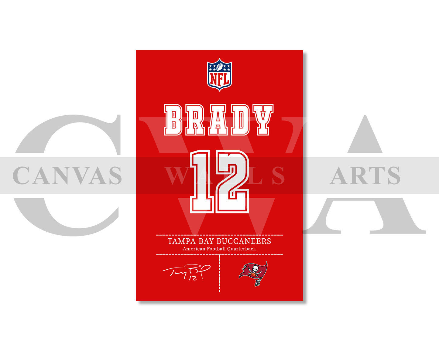 Tom Brady Jersey Canvas Wall Art NFL Jersey Poster Print Sports Canvas Print