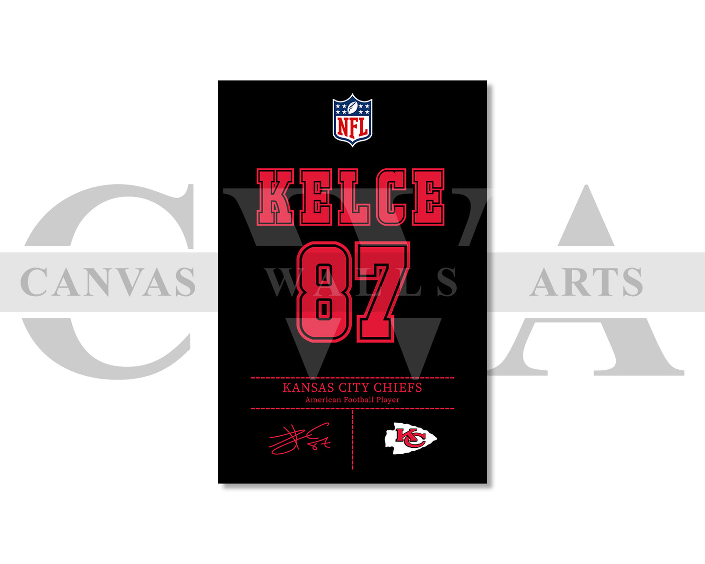 Travis Kelce Jersey Canvas Wall Art NFL Jersey Poster Print Sports Canvas Wall Art