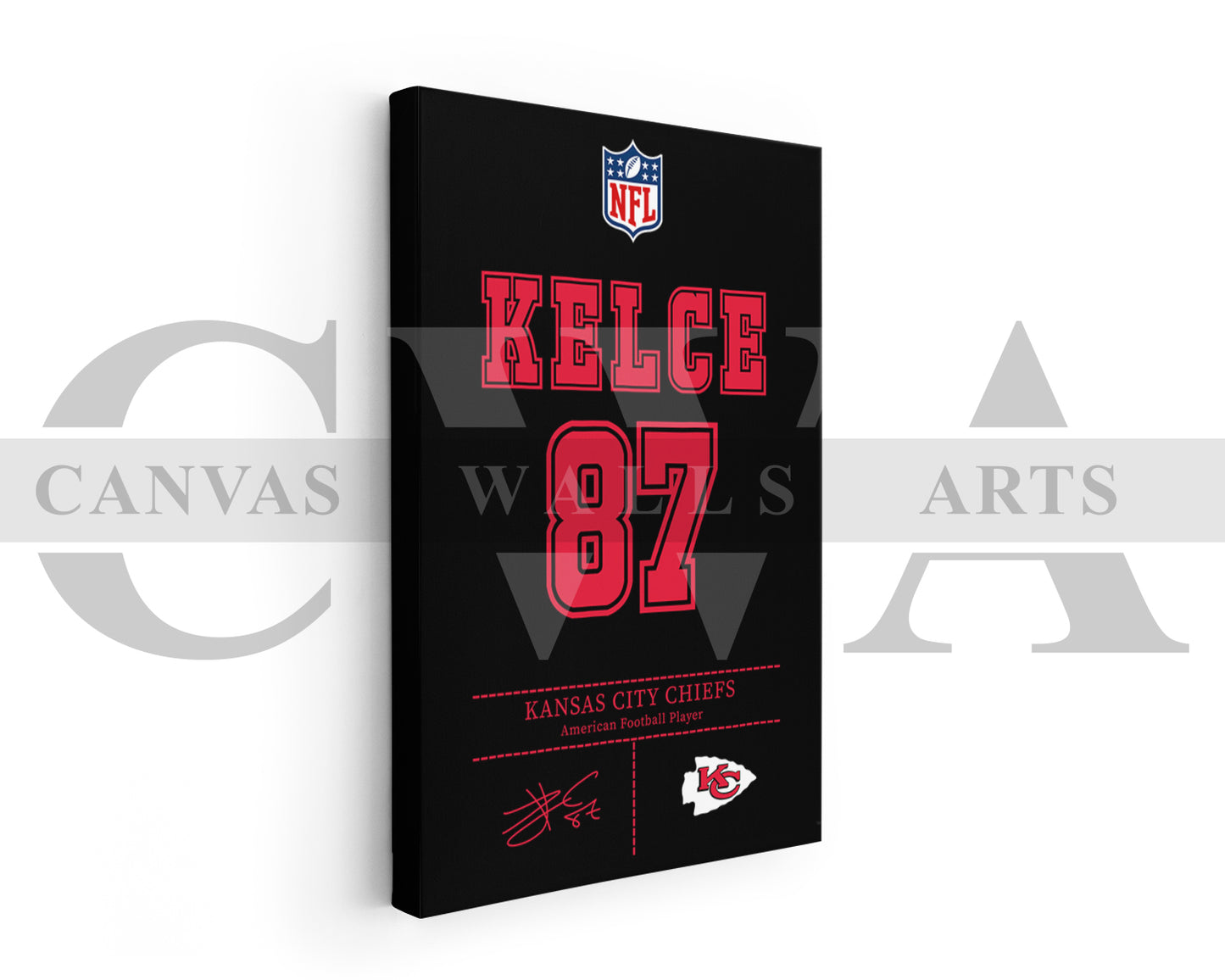 Travis Kelce Jersey Canvas Wall Art NFL Jersey Poster Print Sports Canvas Wall Art