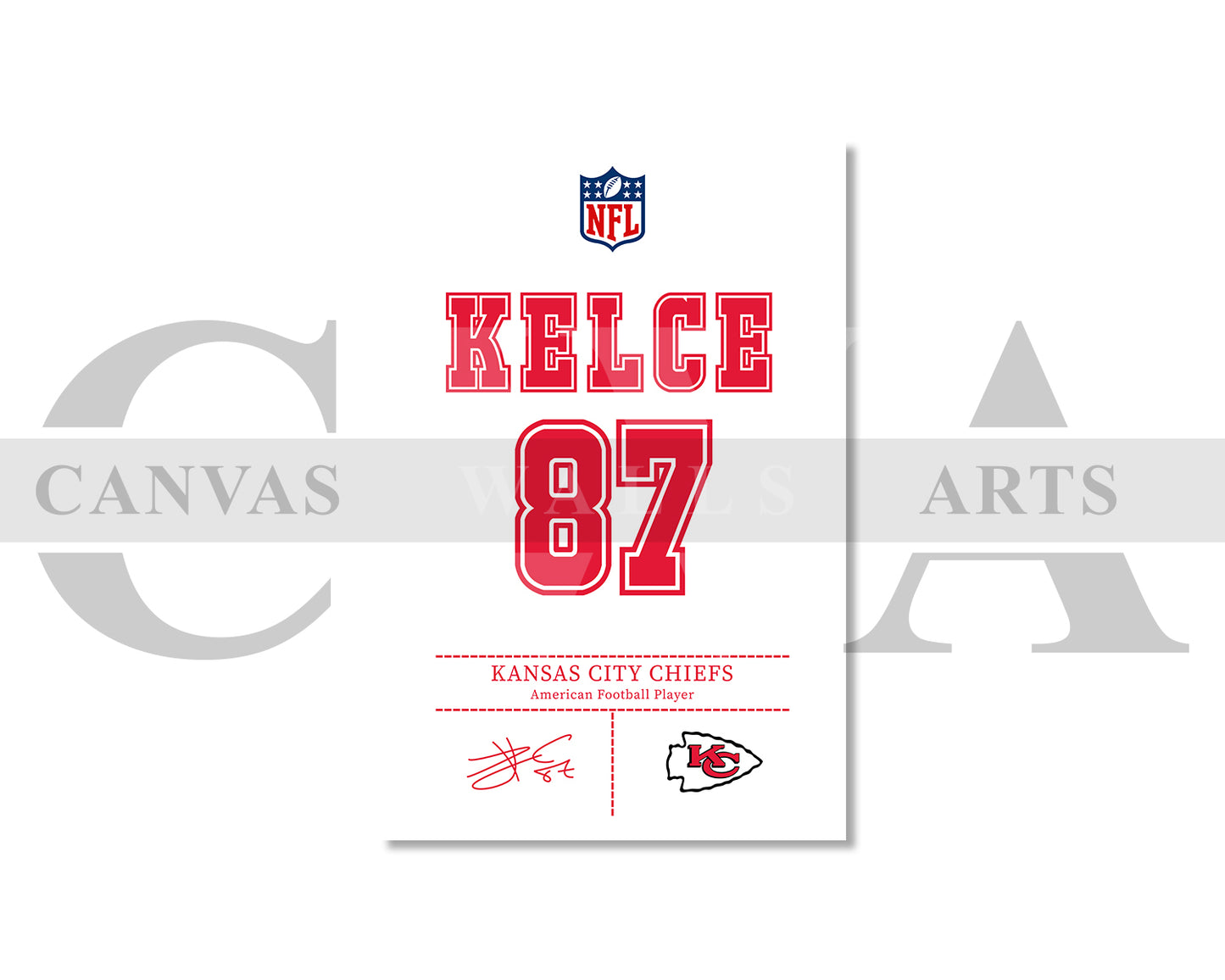 Travis Kelce Jersey Canvas Wall Art NFL Jersey Poster Print Sports Canvas Frame Ready To Hang