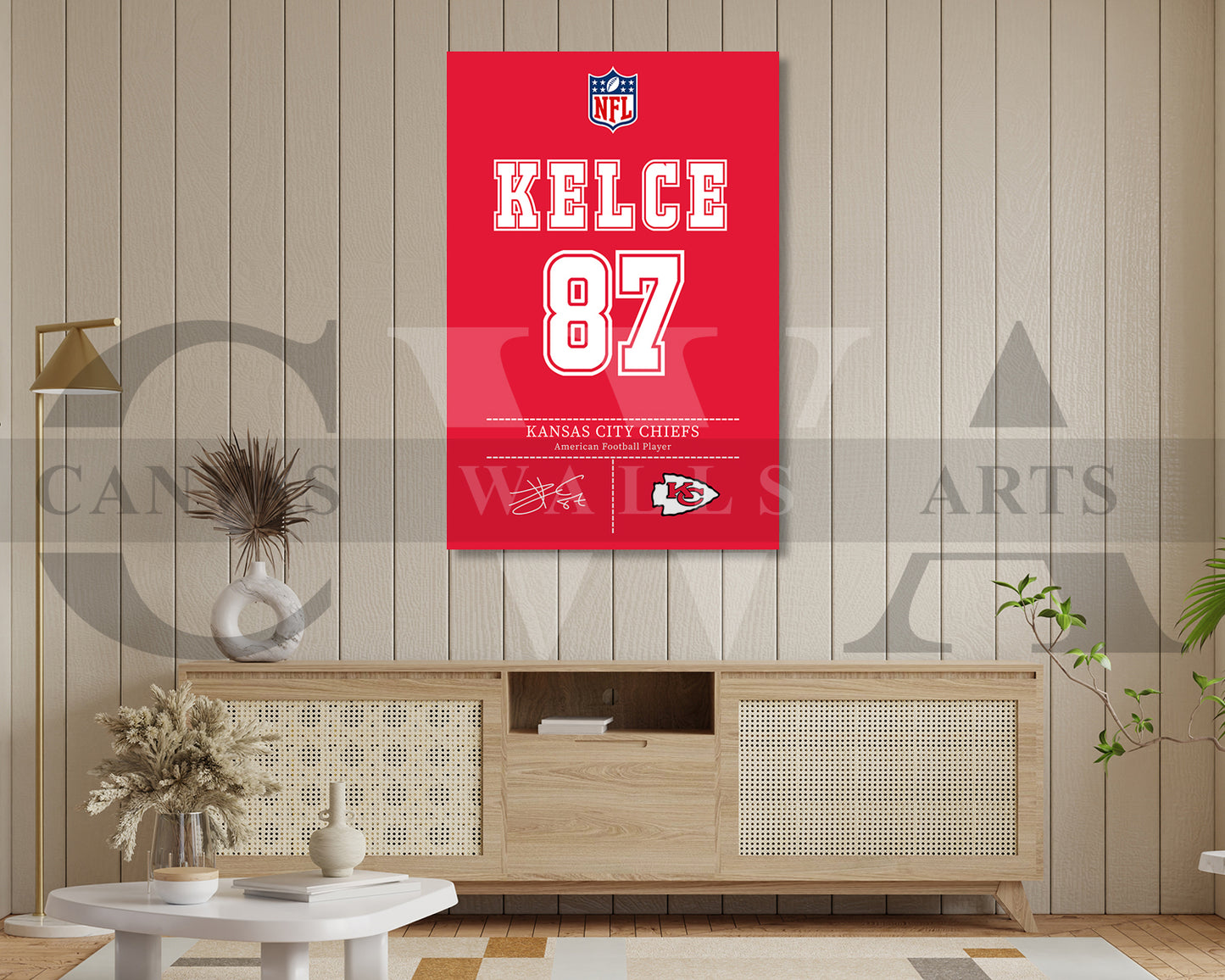 Travis Kelce Jersey Canvas Wall Art NFL Jersey Poster Print American Football Canvas Wall Arts