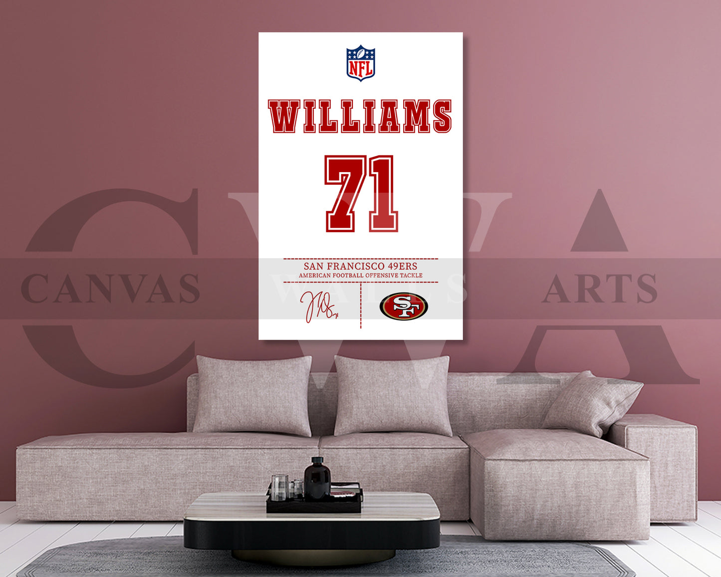 Trent Williams Jersey Canvas Wall Art NFL Jersey Poster Print American Football Canvas Print