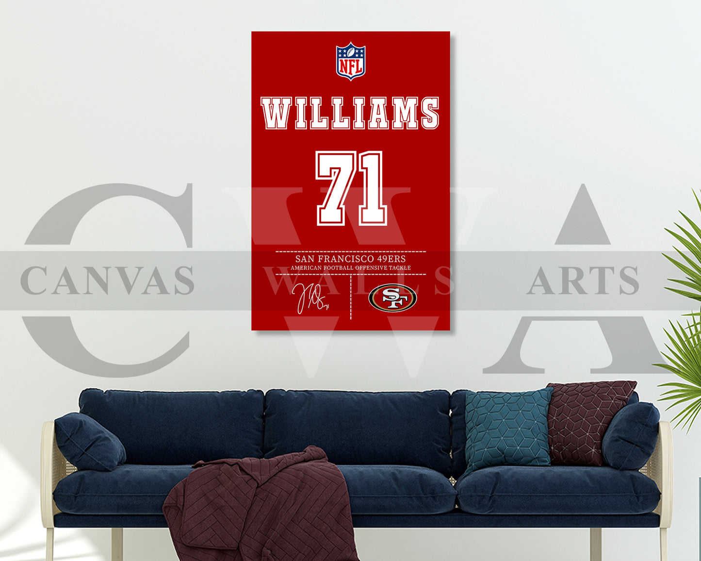 Trent Williams Jersey Canvas Wall Art NFL Jersey Poster Print Canvas Frame Ready To Hang