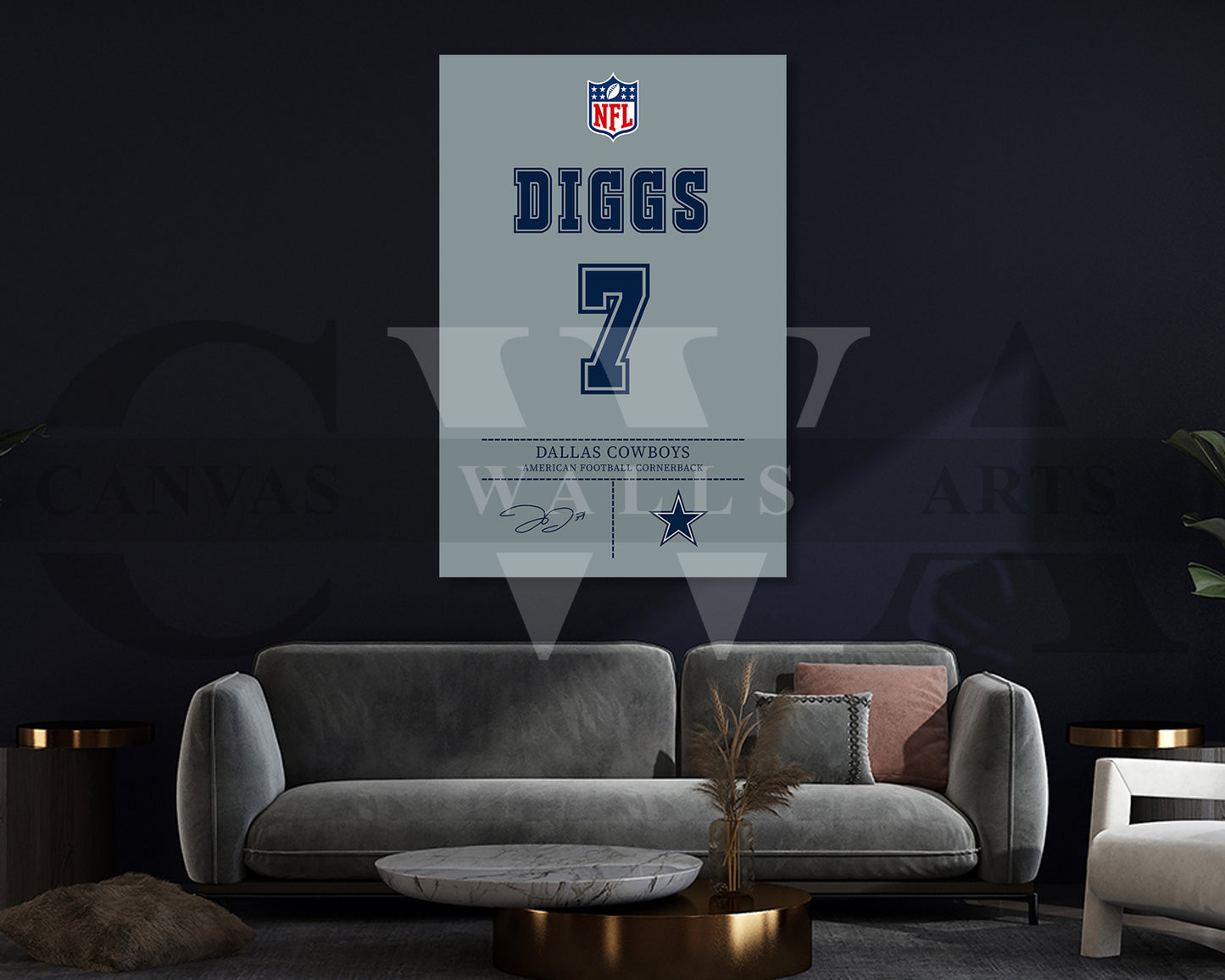 Trevon Diggs Jersey Canvas Wall Art NFL Jersey Poster Print American Football Player Canvas Print