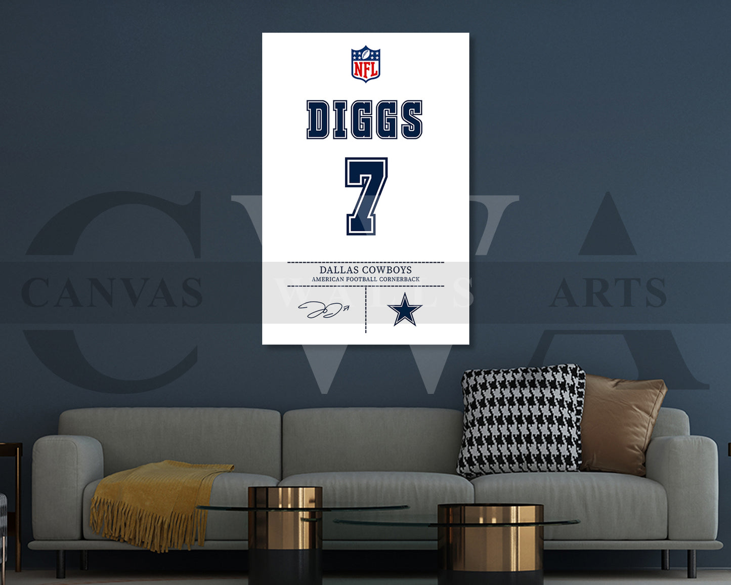 Trevon Diggs Jersey Canvas Wall Art NFL Jersey Poster Print Canvas Frame Ready To Hang