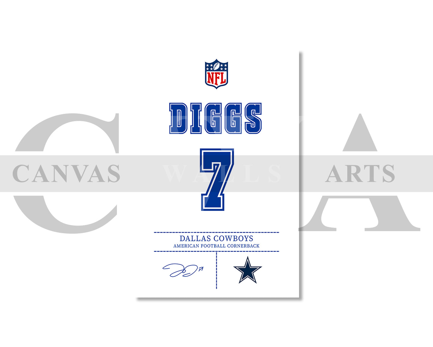 Trevon Diggs Jersey Canvas Wall Art NFL Jersey Poster Print Sports Canvas Print