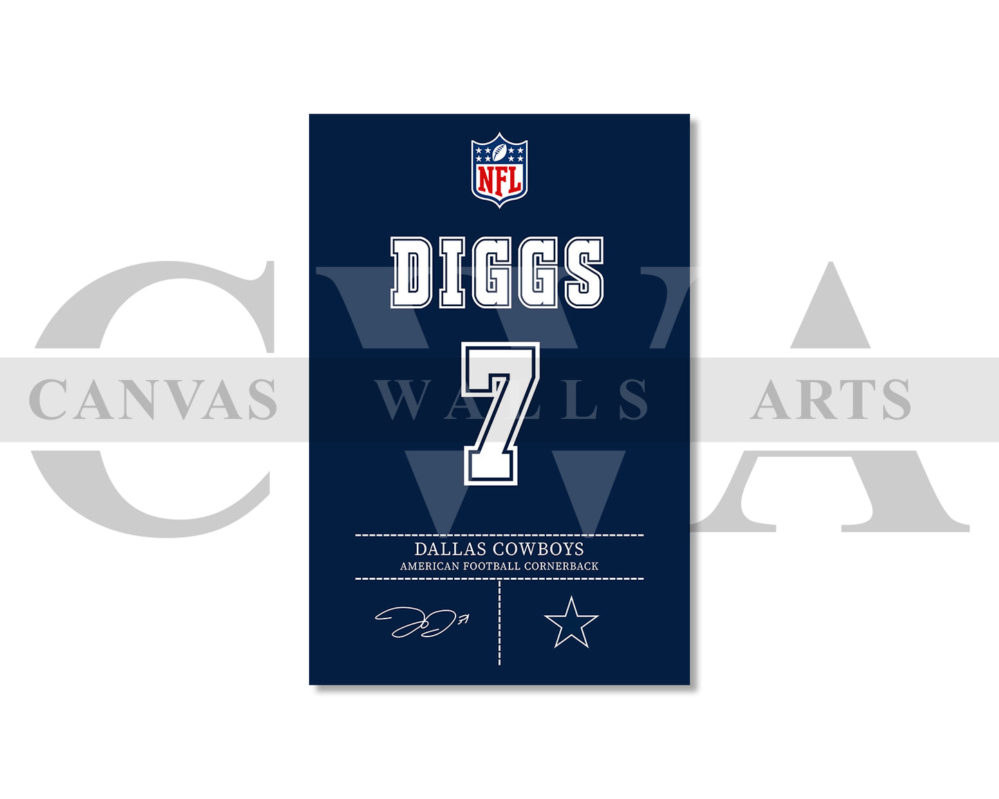 Trevon Diggs Jersey Canvas Wall Art NFL Jersey Poster Print American Football Canvas Print
