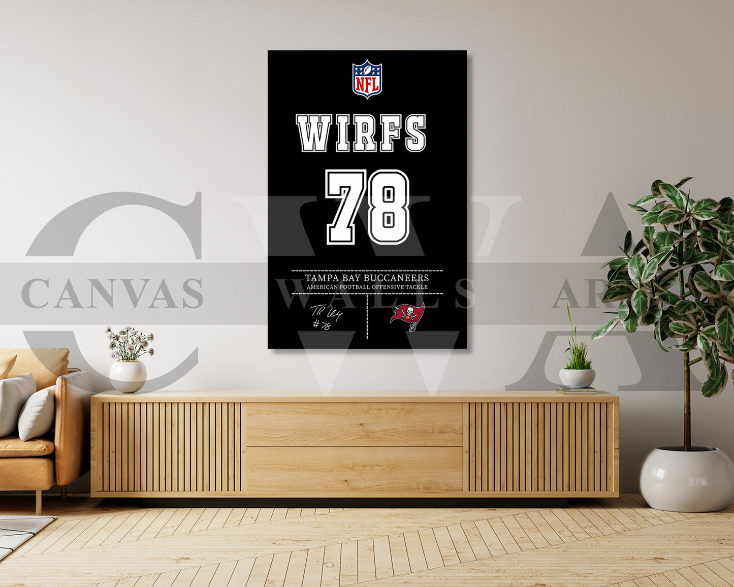 Tristan Wirfs Jersey Canvas Wall Art NFL Jersey Poster Print Sports Canvas Frame Ready To Hang