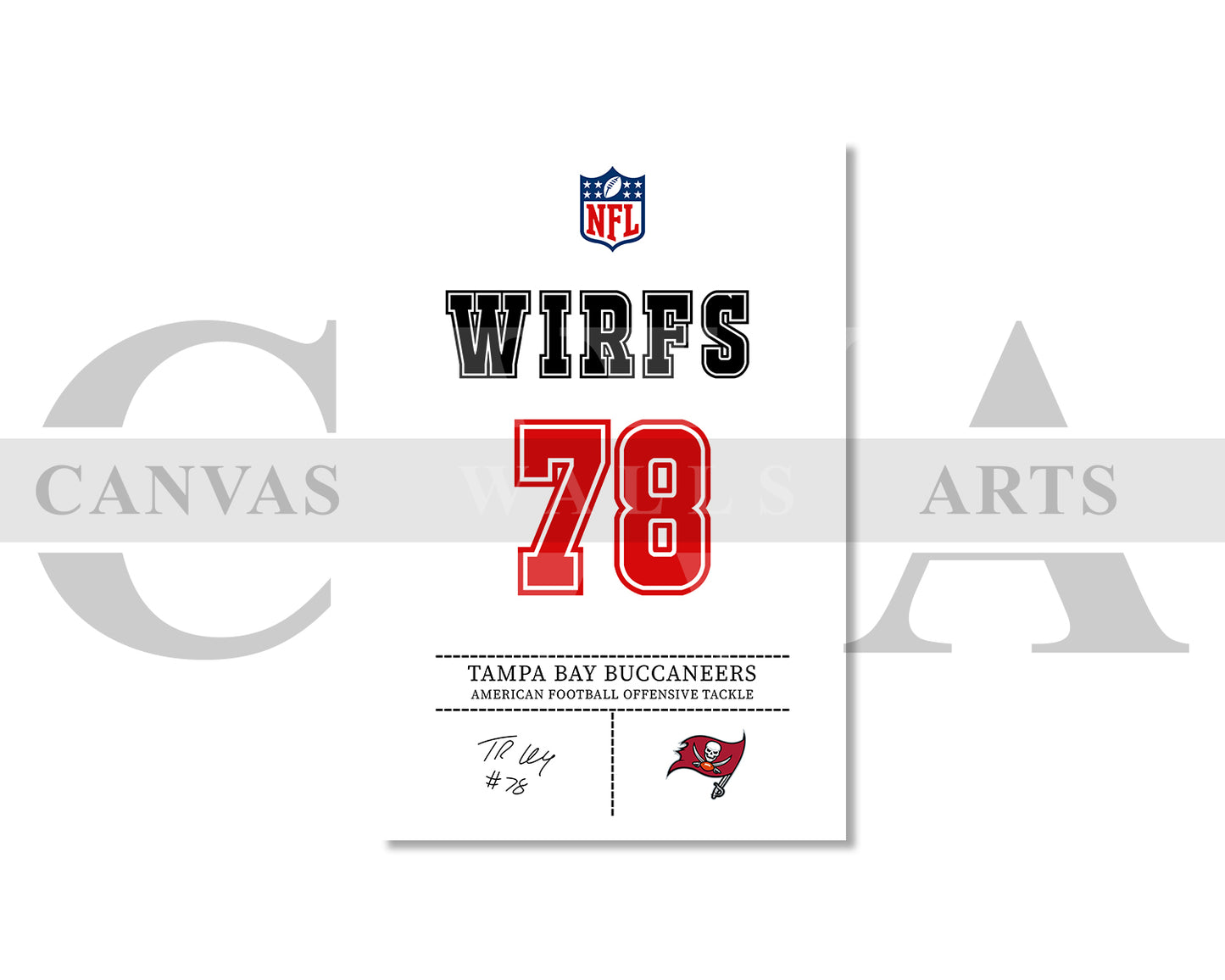 Tristan Wirfs Jersey Canvas Wall Art NFL Jersey Poster Print Sports Canvas Print