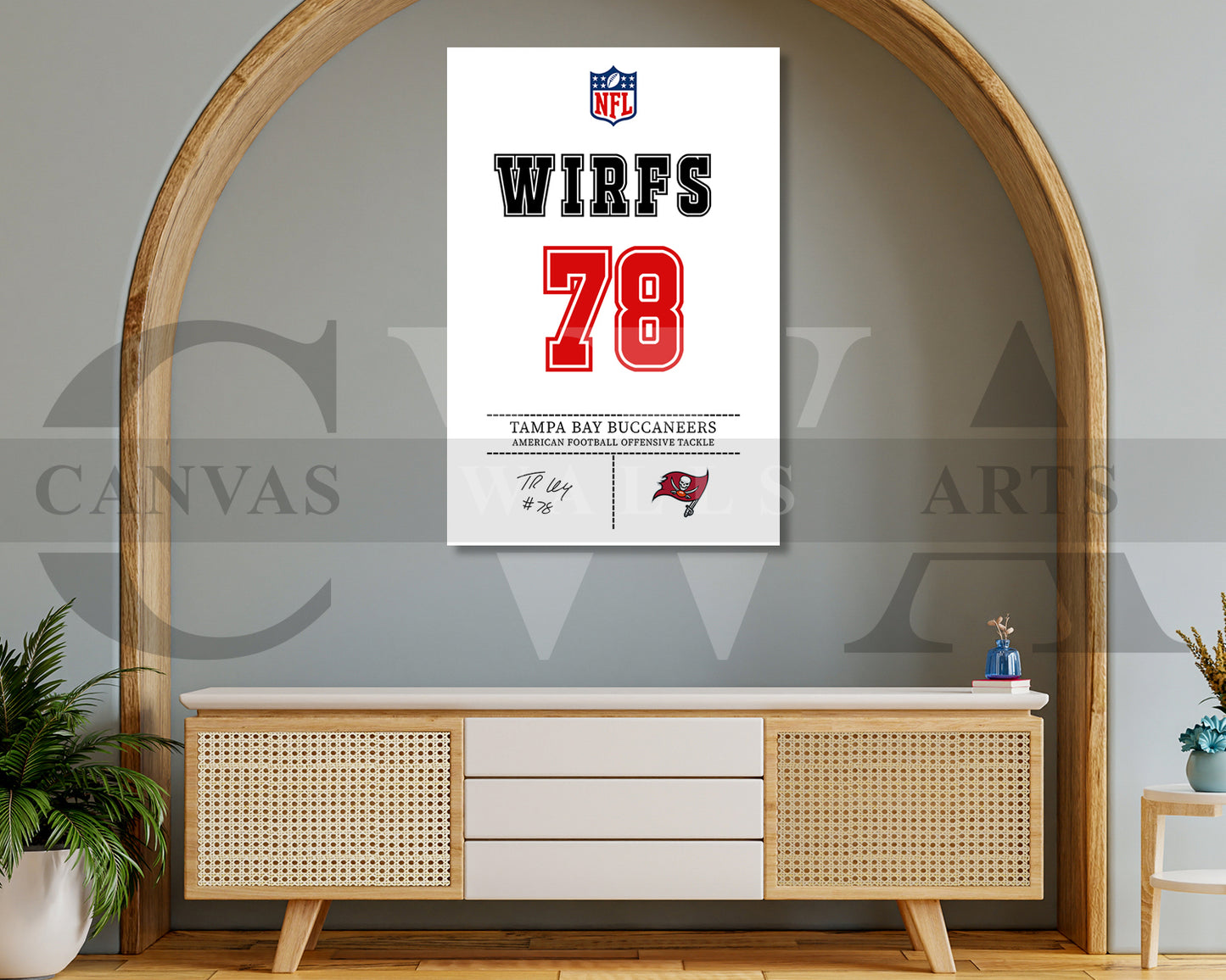 Tristan Wirfs Jersey Canvas Wall Art NFL Jersey Poster Print Sports Canvas Print