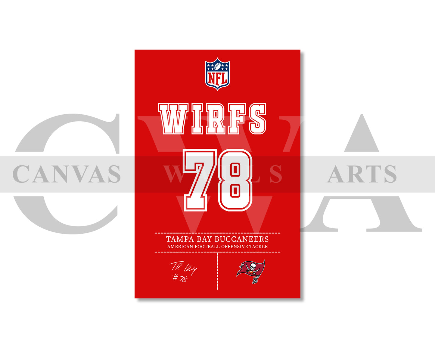 Tristan Wirfs Jersey Canvas Wall Art NFL Jersey Poster Print American Football Player Canvas Print