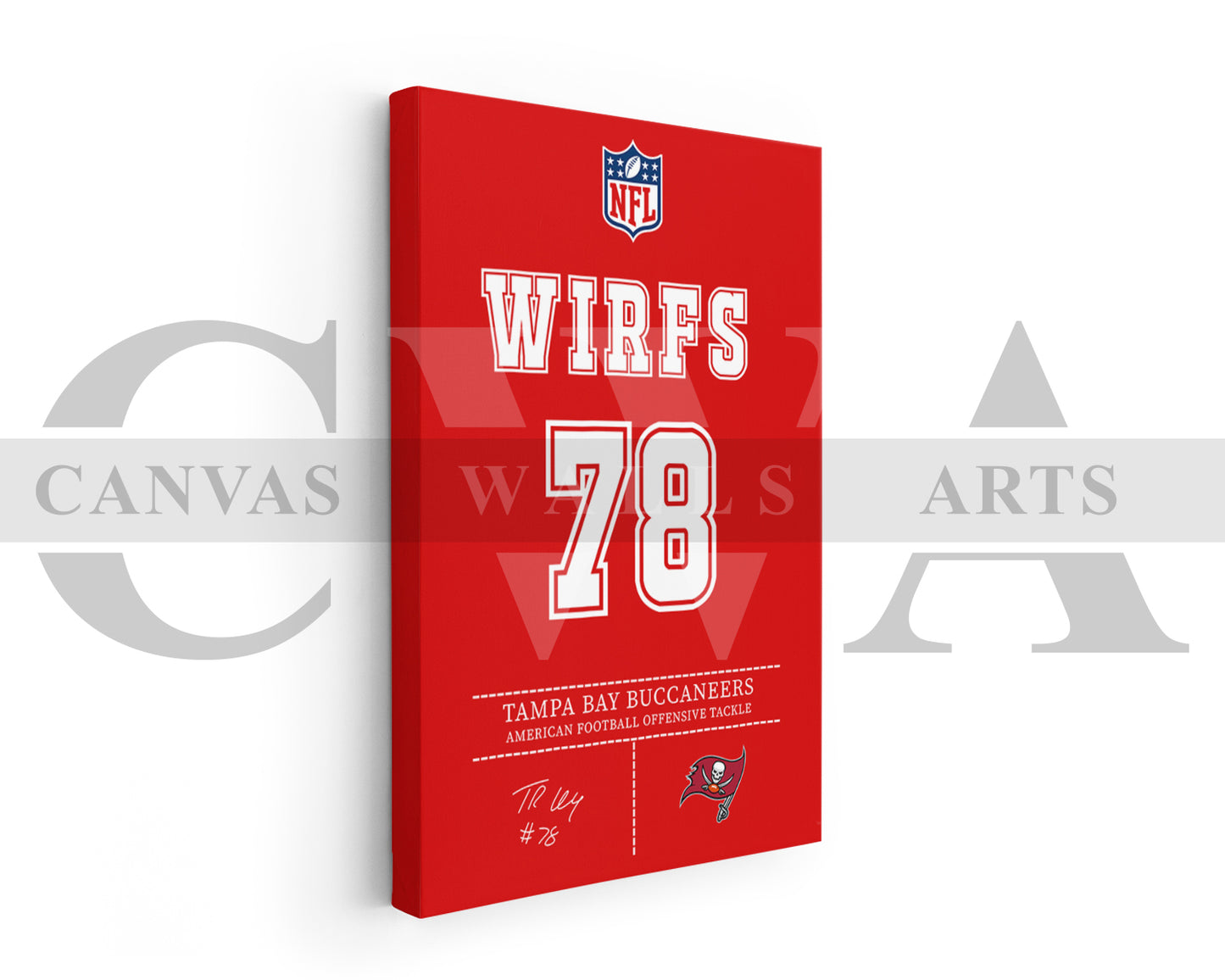 Tristan Wirfs Jersey Canvas Wall Art NFL Jersey Poster Print American Football Player Canvas Print