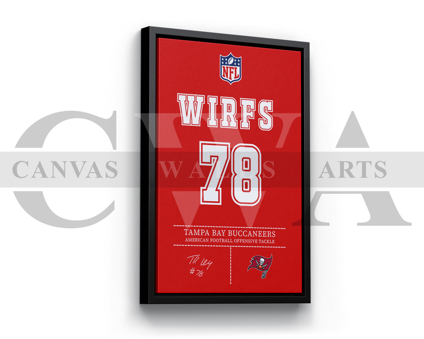 Tristan Wirfs Jersey Canvas Wall Art NFL Jersey Poster Print American Football Player Canvas Print