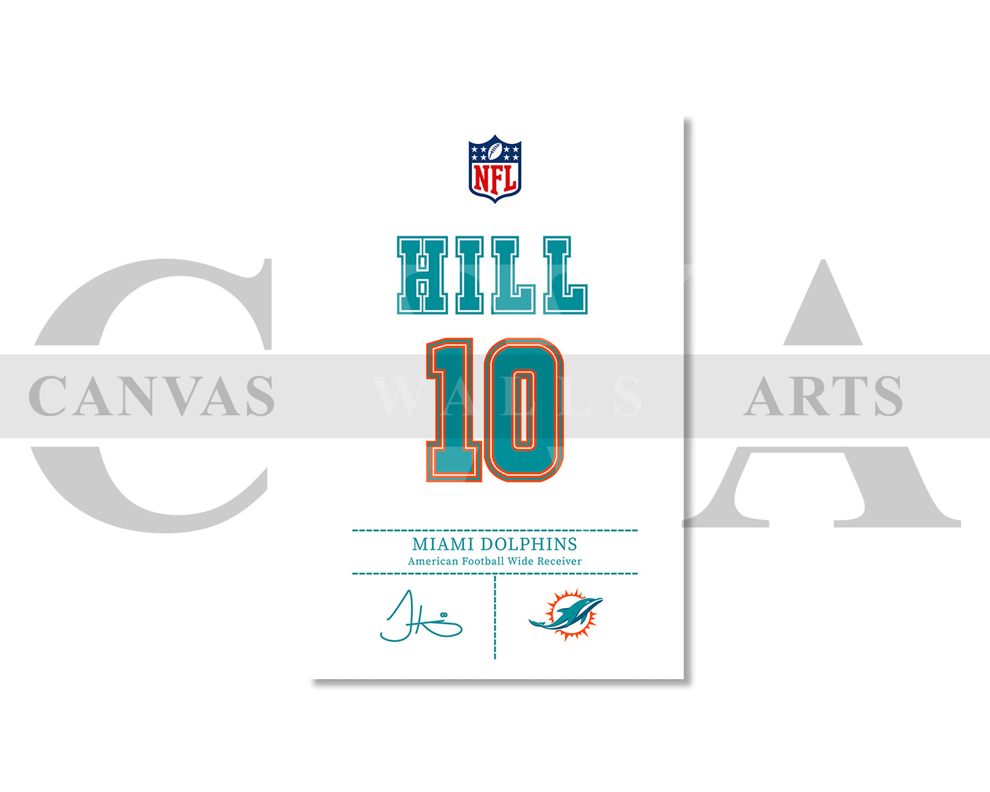Tyreek Hill Jersey Canvas Wall Art NFL Jersey Poster Print American Football Canvas Print