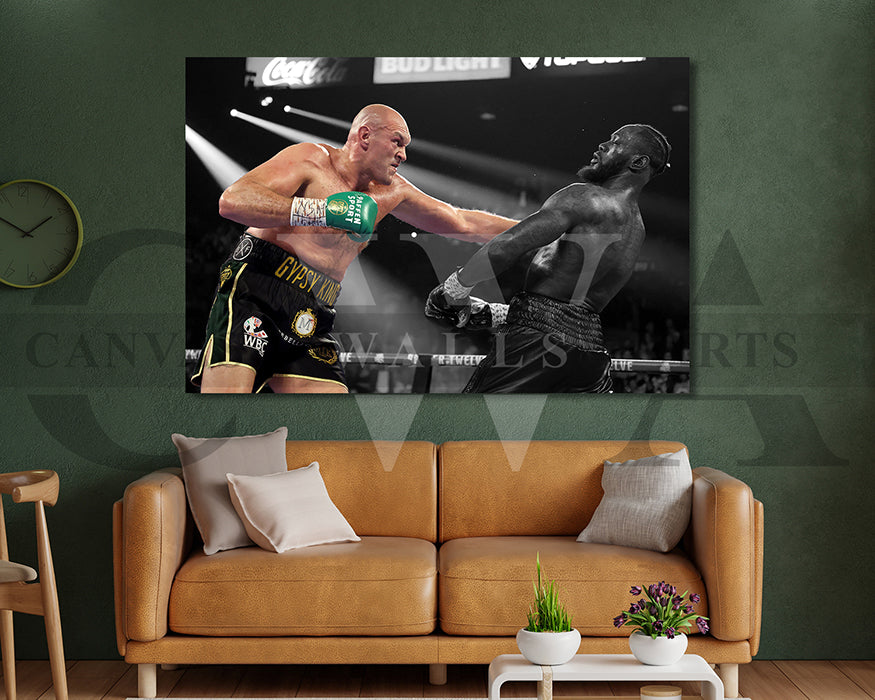 Tyson Fury Black & White Canvas Art MMA Canvas Wall Art